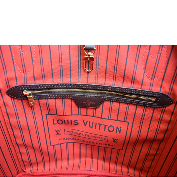 LOUIS VUITTON Neverfull MM Damier Ebene Tote Bag Brown