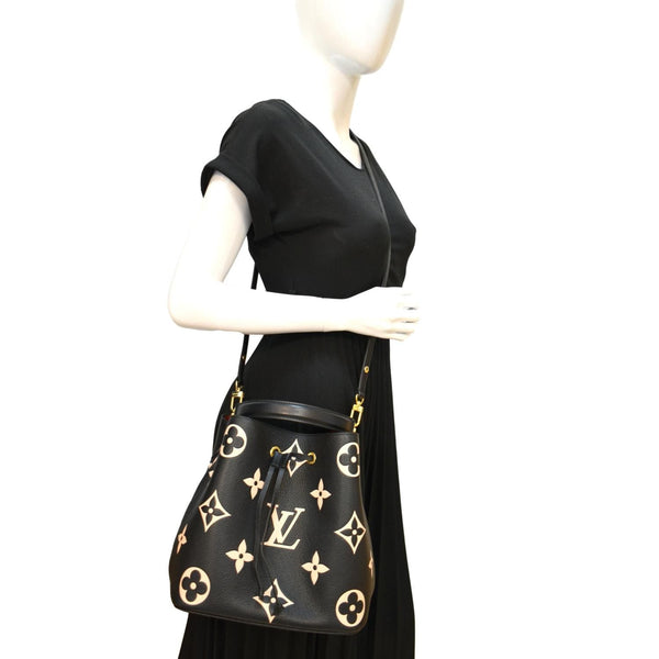 LOUIS VUITTON NeoNoe MM Bicolor Monogram Empreinte Shoulder Bag Black