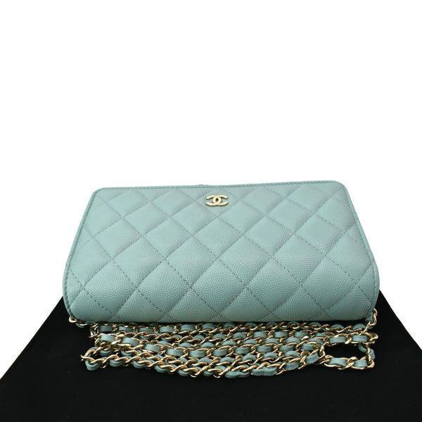 CHANEL CC WOC Caviar Leather Chain Crossbody Bag Light Blue