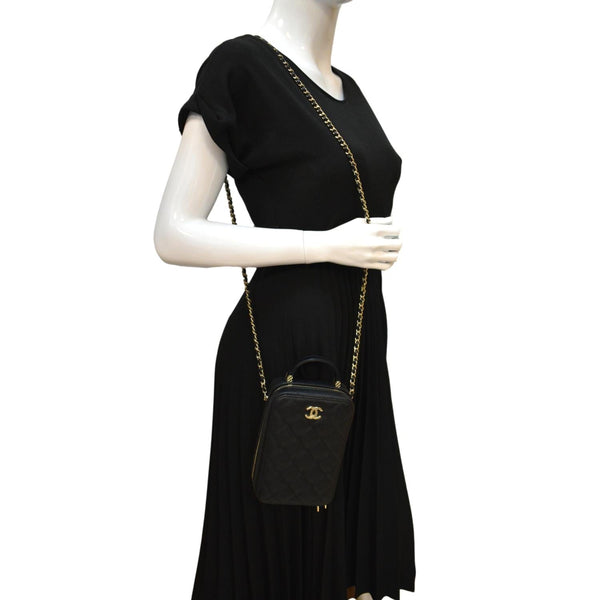 CHANEL Sac Vanity Caviar Leather Shoulder Bag Black - Hot Deals