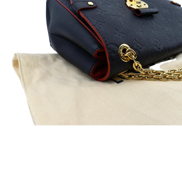 LOUIS VUITTON Vavin PM Monogram Empreinte Leather Shoulder Bag Navy Blue