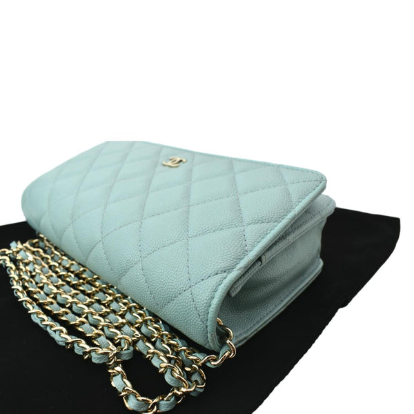 CHANEL CC WOC Caviar Leather Chain Crossbody Bag Light Blue