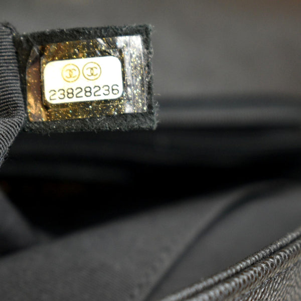 Chanel Large Boy Flap Caviar Leather Shoulder Bag Black - Serial Number