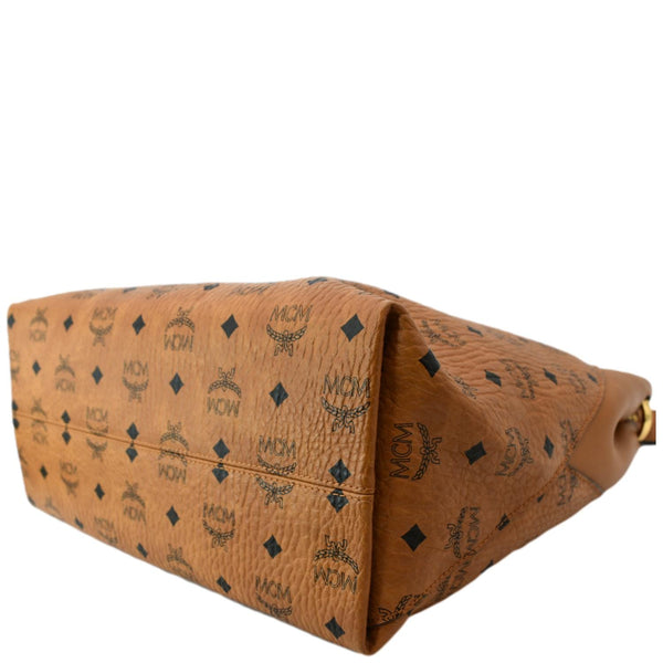 MCM Aren Monogram Visetos Hobo Bag Cognac