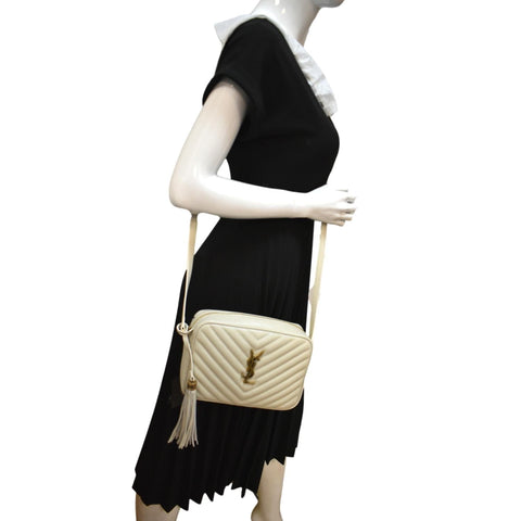 YVES SAINT LAURENT Mini Lou Matelasse Leather Camera Bag White