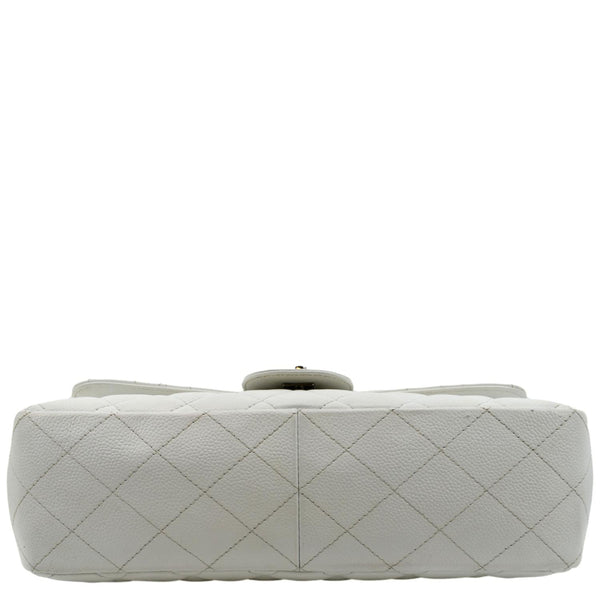CHANEL Classic Jumbo Flap Caviar Leather Shoulder Bag White - Hot Deals