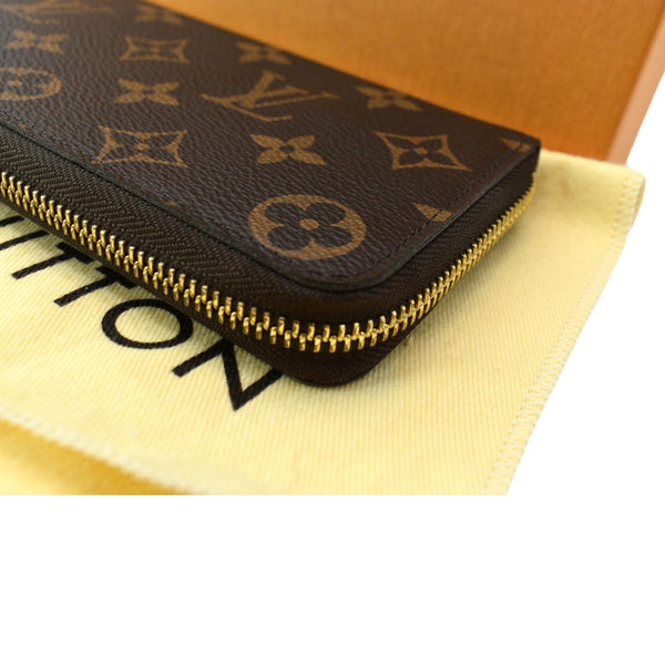 LOUIS VUITTON Clemence Monogram Canvas Zippy Wallet Brown