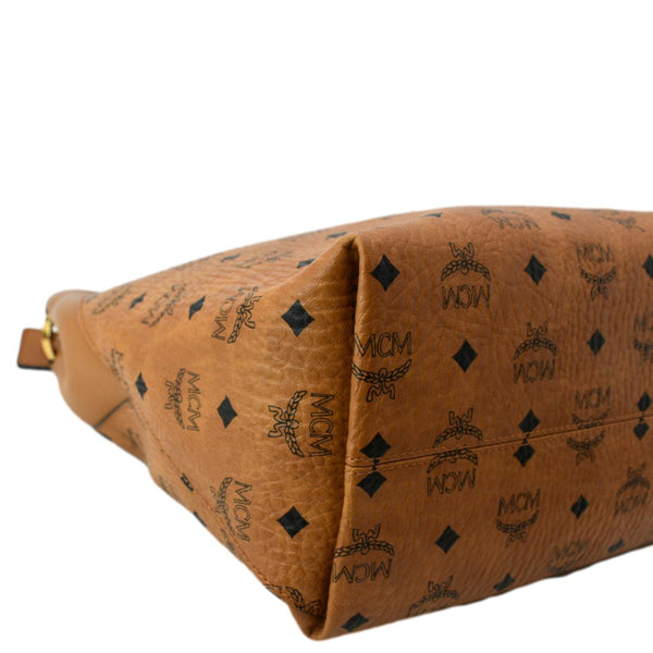 MCM Aren Monogram Visetos Hobo Bag Cognac
