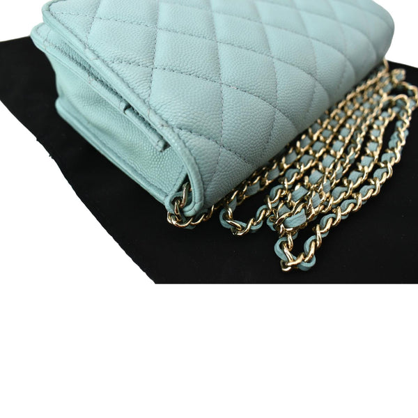 CHANEL CC WOC Caviar Leather Chain Crossbody Bag Light Blue