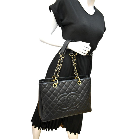CHANEL Grand Shopping Caviar Leather GST Tote Bag Black - Sold