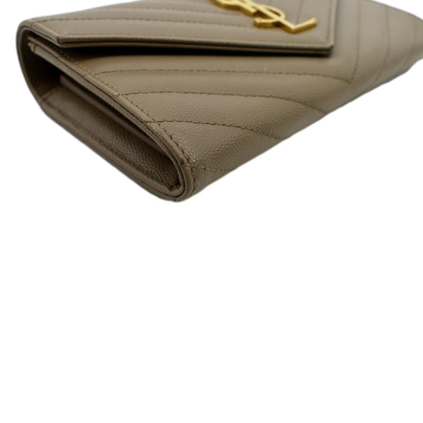 YVES SAINT LAURENT Monogram Grain De Poudre Wallet Beige