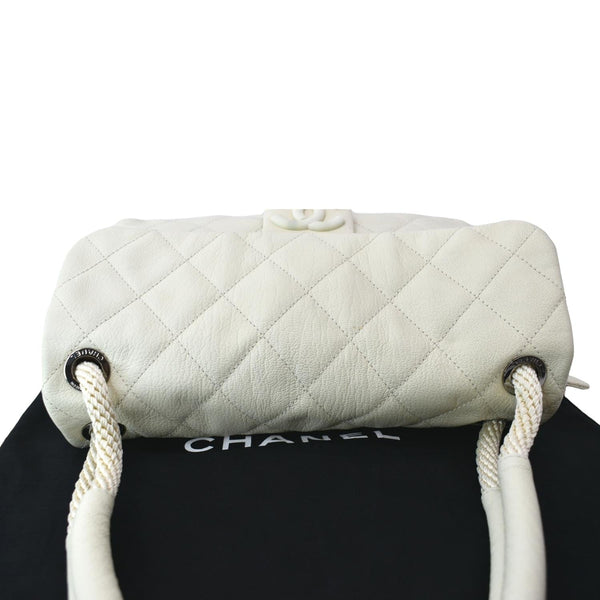 Chanel Rope Handle Flap Chevre Leather Shoulder Bag White