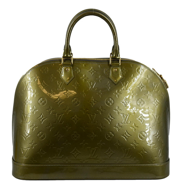 LOUIS VUITTON Alma GM Monogram Vernis Leather Satchel Bag Green