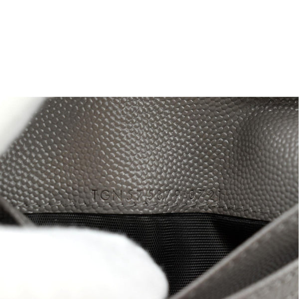 YVES SAINT LAURENT Monogram Compact Leather Zip Wallet Grey