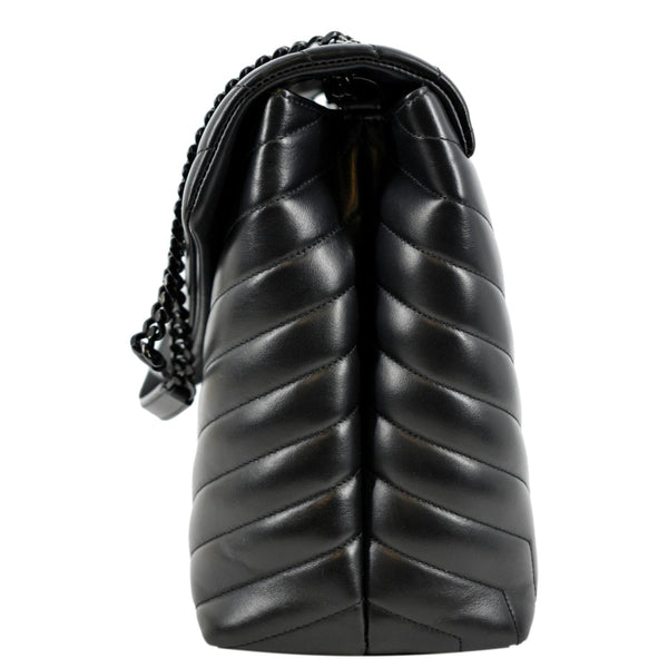 YVES SAINT LAURENT Large Loulou Matelasse Leather Chain Shoulder Bag Black