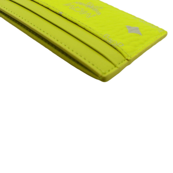 MCM Visetos Coated Canvas Card Case Wallet Neon Yellow