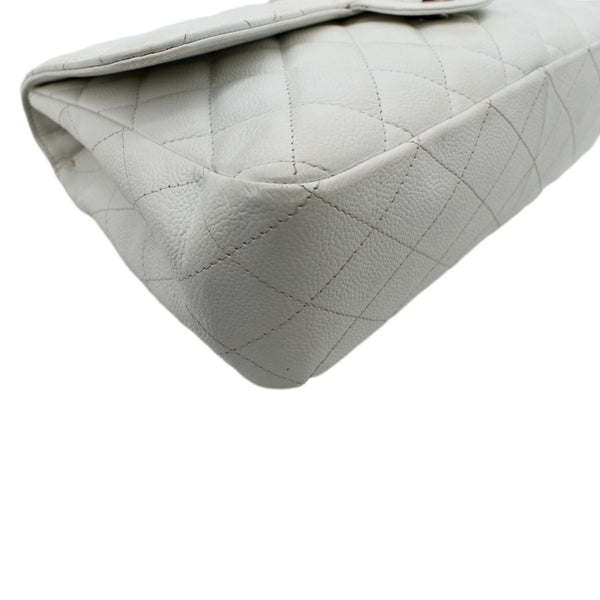 CHANEL Classic Jumbo Flap Caviar Leather Shoulder Bag White - Hot Deals