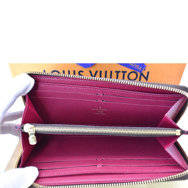 LOUIS VUITTON Clemence Monogram Canvas Zippy Wallet Brown