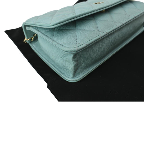 CHANEL CC WOC Caviar Leather Chain Crossbody Bag Light Blue