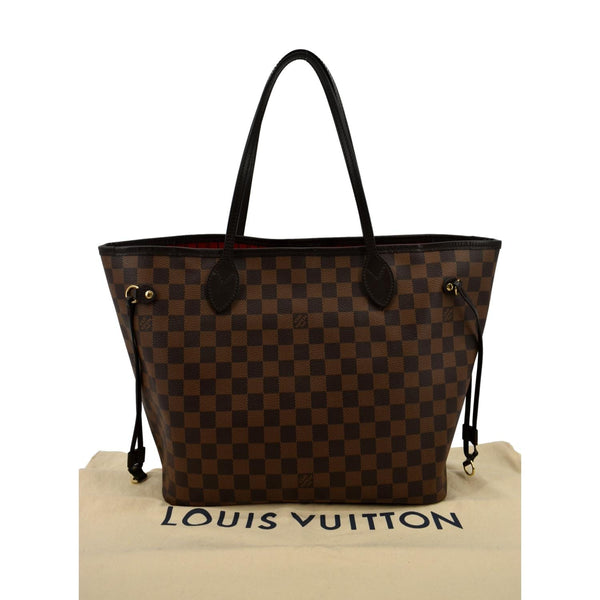 LOUIS VUITTON Neverfull MM Damier Ebene Tote Bag Brown