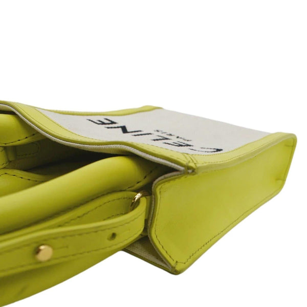 CELINE Mini Vertical Cabas Calfskin Canvas Shoulder Bag Lime