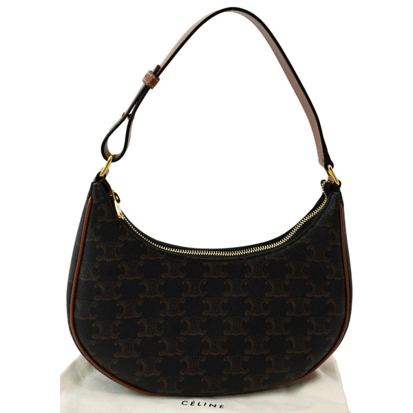 CELINE Ava Triomphe Canvas Calfskin Shoulder Bag Brown