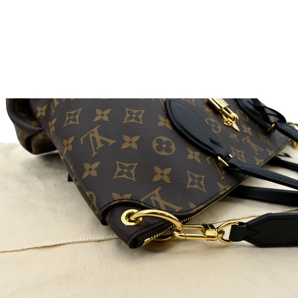 LOUIS VUITTON Flower Zipped MM Monogram Canvas Tote Bag Noir
