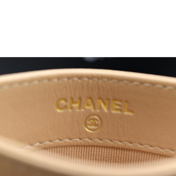 CHANEL CC Card Holder Caviar Leather Wallet Beige