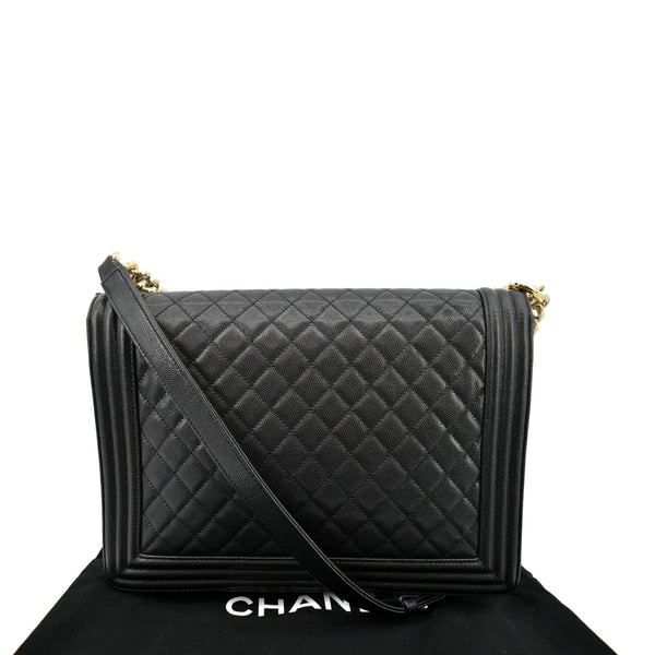 Chanel Large Boy Flap Caviar Leather Shoulder Bag Black - Back