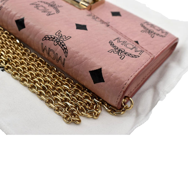 MCM Large Patricia Visetos Canvas Wallet On Chain Bag Soft Pink
