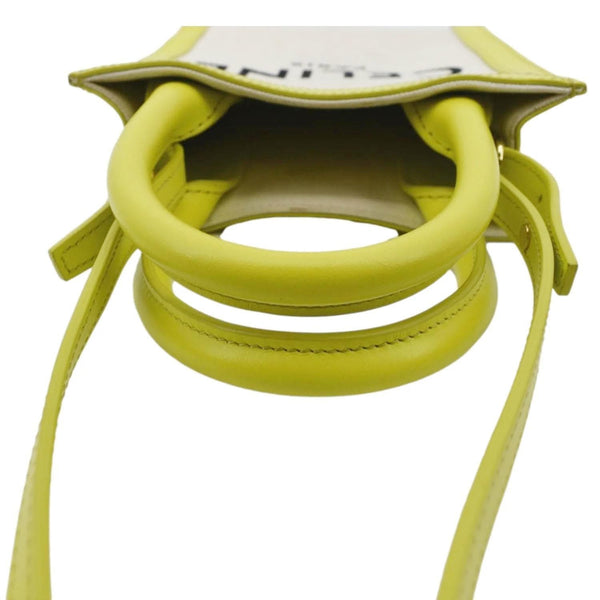 CELINE Mini Vertical Cabas Calfskin Canvas Shoulder Bag Lime