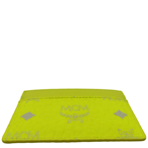 MCM Visetos Coated Canvas Card Case Wallet Neon Yellow