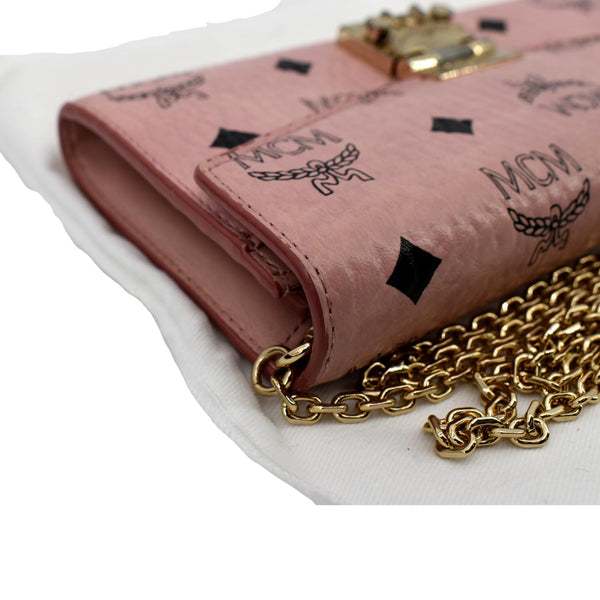 MCM Large Patricia Visetos Canvas Wallet On Chain Bag Soft Pink
