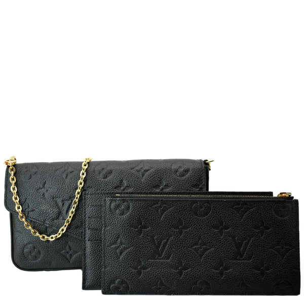 LOUIS VUITTON Felicie Monogram Empreinte Chain Pochette Crossbody Bag Black