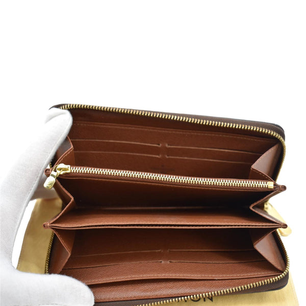 LOUIS VUITTON Zip Around Monogram Canvas Wallet Brown