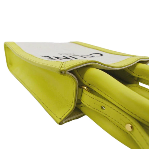 CELINE Mini Vertical Cabas Calfskin Canvas Shoulder Bag Lime