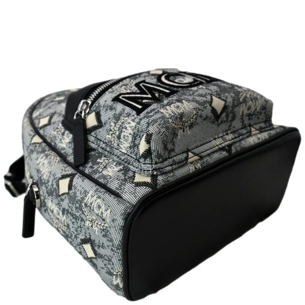 Preloved MCM Vintage Jacquard Backpack Bag Gray - DDH