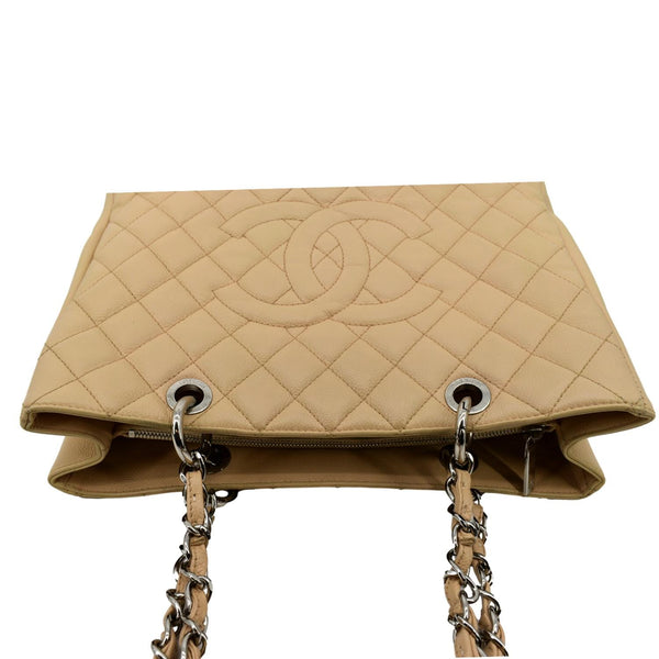 CHANEL Grand Shopping Caviar Leather GST Tote Bag Beige
