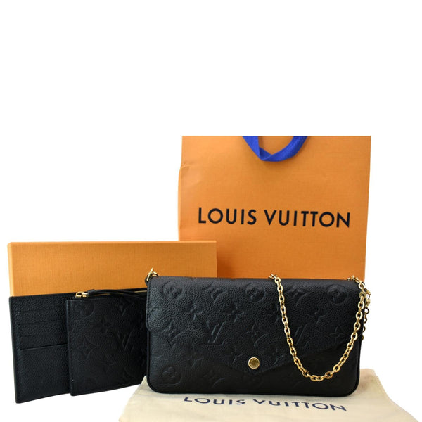 LOUIS VUITTON Felicie Monogram Empreinte Chain Pochette Crossbody Bag Black