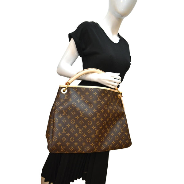 Louis Vuitton Artsy MM NM Monogram Canvas Hobo Bag Brown - Full View
