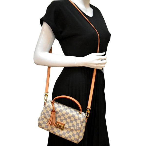 LOUIS VUITTON Croisette Damier Azur Satchel Crossbody Bag White