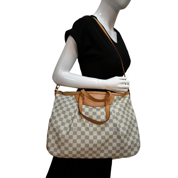 LOUIS VUITTON Siracusa GM Damier Azur Shoulder Bag White