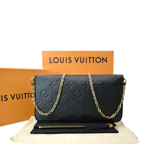 LOUIS VUITTON Felicie Monogram Empreinte Chain Pochette Crossbody Bag Black