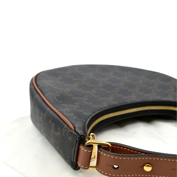 CELINE Ava Triomphe Canvas Calfskin Shoulder Bag Brown