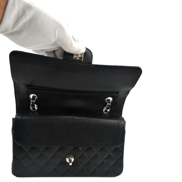 Chanel Classic Double Flap Medium Leather Shoulder Bag - Open
