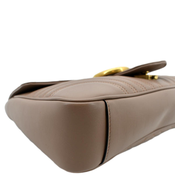 Gucci GG Marmont Flap Matelasse Leather Dust Pink - Bottom Left