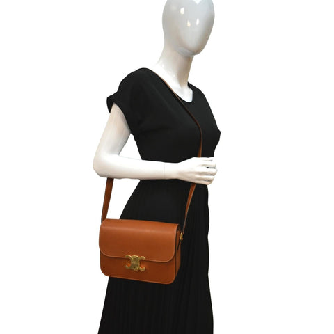 CELINE Classique Triomphe Calfskin Leather Shoulder Bag Tan-DDH