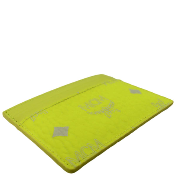 MCM Visetos Coated Canvas Card Case Wallet Neon Yellow