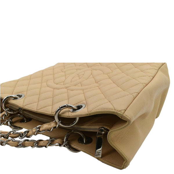 CHANEL Grand Shopping Caviar Leather GST Tote Bag Beige