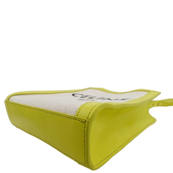 CELINE Mini Vertical Cabas Calfskin Canvas Shoulder Bag Lime